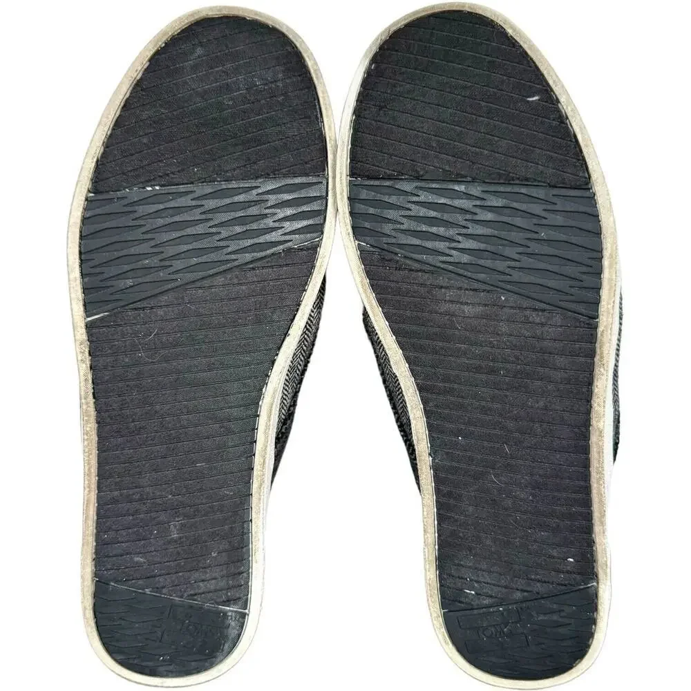 TOMS Mens Mustache Sneakers Gray Herringbone Lace Up Low Top Flat Heel Casual 8